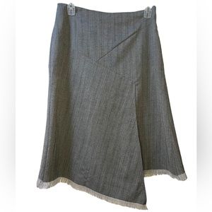 Asymmetric Skirt With Frayed Bottom Edges